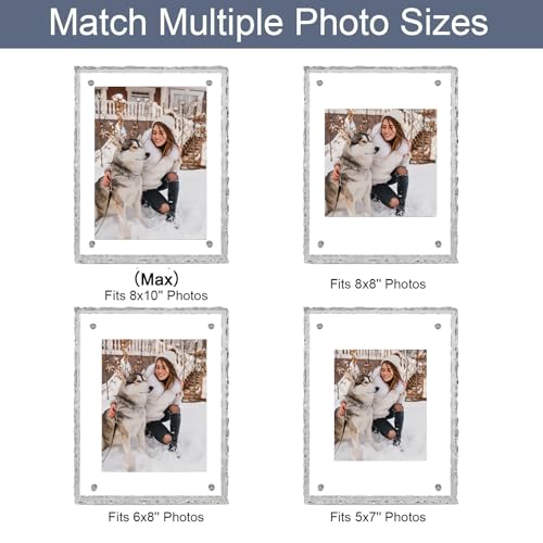 MFoffice 8x10 Picture Frame - Crystal Clear Acrylic Floating Photo Frame for 8x10, 8x8, 6x8 Photos, Horizontal or Vertical Tabletop Display, Transparent, 1Pack - Image 4