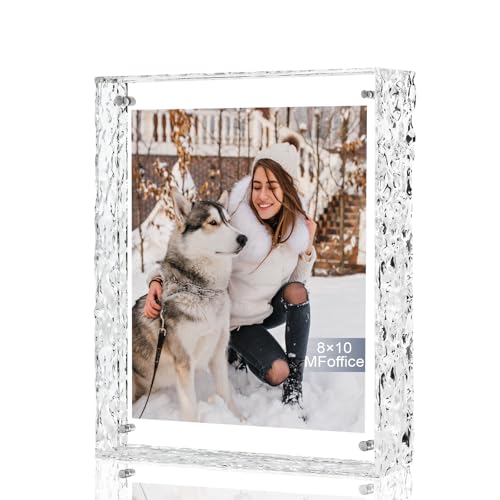 MFoffice 8x10 Picture Frame - Crystal Clear Acrylic Floating Photo Frame for 8x10, 8x8, 6x8 Photos, Horizontal or Vertical Tabletop Display, Transparent, 1Pack - Image 1