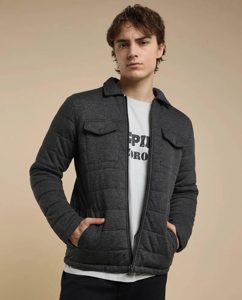 R&B Quilted Jacket with Zipper Closure