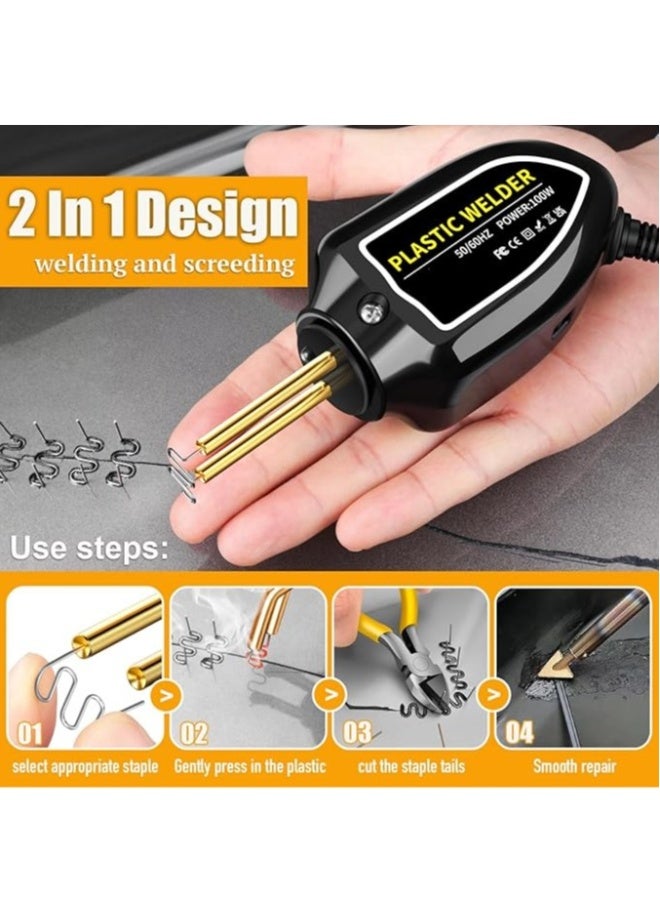 Generic 100W Mini Plastic Welding Machine, Car Bumper Repair Kit, 200pcs, 4 types of flat/wave/outer corner heat clips for repairing cracks  - Image 2