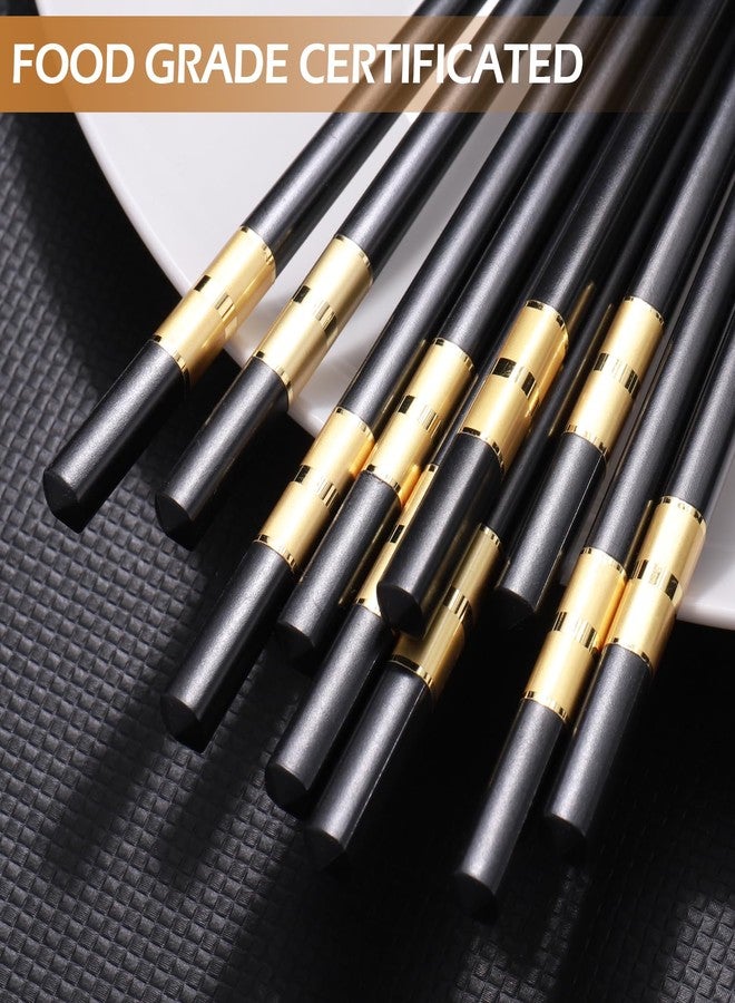 GLAMFIELDS 5 Pairs Premium Chopsticks Reusable Dishwasher Safe 9.5 Inch Fiberglass Chop Sticks Gift Set Non Slip Black+Gold - Image 5