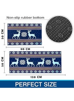 Lukadah Lukadah Kitchen Rugs and Mats Washable 2 Piece Set - Non-Skid Soft Absorbent Kitchen Mats Set for Floor, Comfort Runner Rug Carpets for Kitchen Floor (Reindeer Artwork)  - Image 2