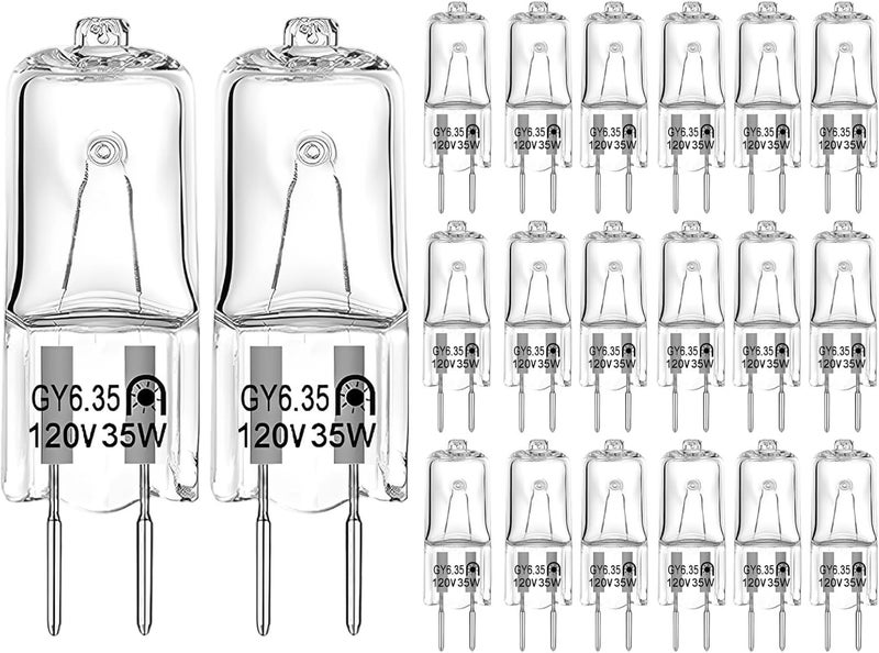 G6.35 Halogen Lamp, 20 Pieces 50W 120V T4 Bulb, Double Pin Base, Clear Light Quartz Glass, 1.8 X 0.6 in, for Recessed and Spotlights - Image 1
