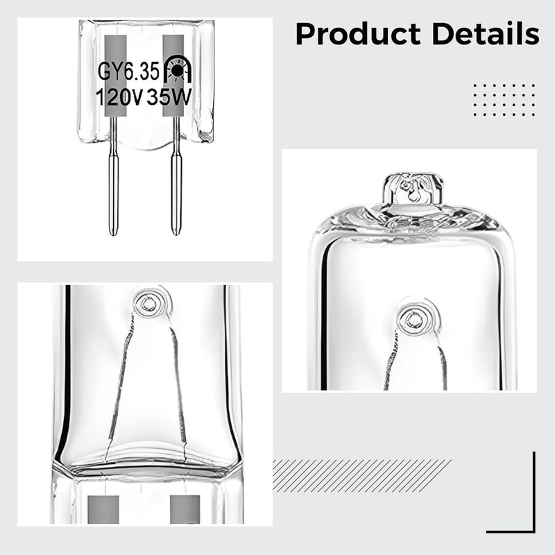 G6.35 Halogen Lamp, 20 Pieces 50W 120V T4 Bulb, Double Pin Base, Clear Light Quartz Glass, 1.8 X 0.6 in, for Recessed and Spotlights - Image 4