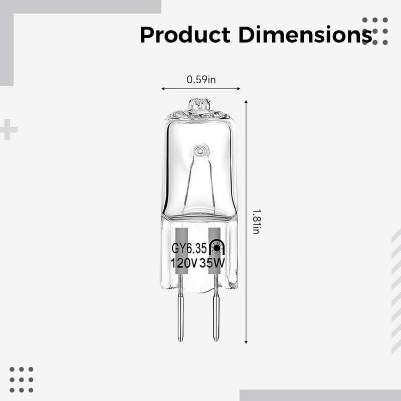 G6.35 Halogen Lamp, 20 Pieces 50W 120V T4 Bulb, Double Pin Base, Clear Light Quartz Glass, 1.8 X 0.6 in, for Recessed and Spotlights - Image 3