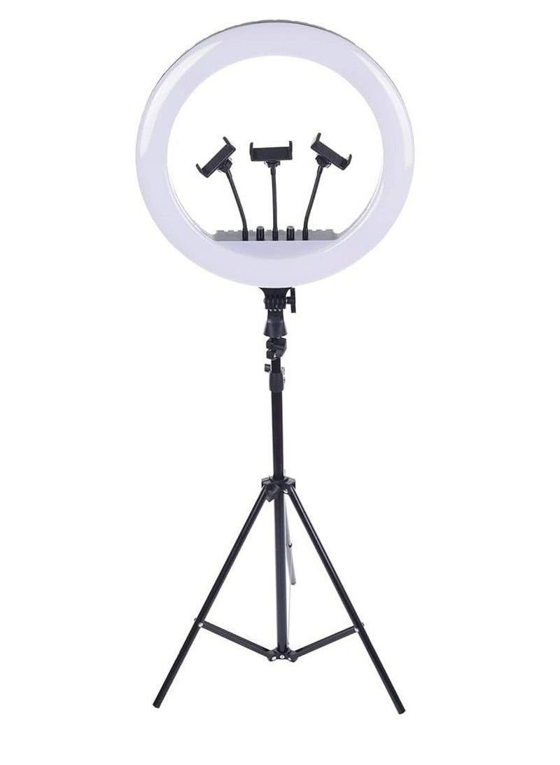 RL-18 LED Ring Light 18 Inch Soft Ring Light for Smartphones Camera YouTube TikTok Videos with Tripod & 3 phone Holders - Image 3