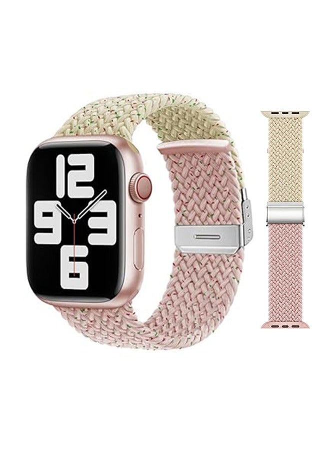 Braided Solo Loop Nylon Strap Watch Band, for Apple Watch 38MM 40MM 41MM Strap, Adjustable Braided Replacement Bands Straps for Watch Series 8/7/6/5/4/3/2/1/SE (Star Glow Powder) - Image 1
