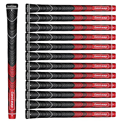 Geoleap Golf Grips Set of 13- Cord Rubber Compound Material, Hybrid Golf Club Grips, All Weather Performance. (Red, Midsize) - Image 1