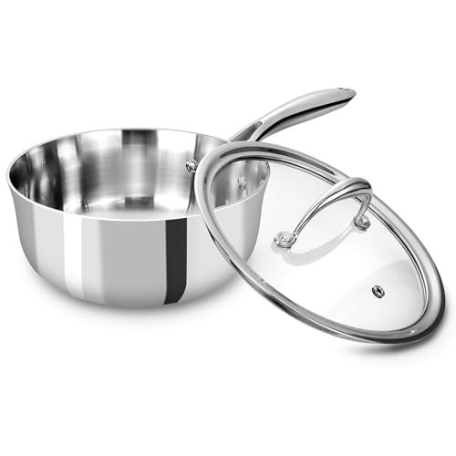 KEAWELL K3 Premium 2Quart TriPly Stainless Steel Saucepan with Lid Induction Oven Safe up to 600F Even Heating Professional Cookware for All Stovetops 2Qt - Image 1
