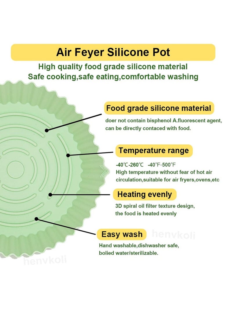 Excefore صينية خبز سيليكون للقلي الهوائي 7.6 بوصة ل 3 إلى 5 كوارت، بطانة سيليكون قابلة لإعادة الاستخدام للقلاية الهوائية، سلة سيليكون دائرية للقلاية الهوائية لتنظيف سهل، وعاء سيليكون لملحقات الفرن - Image 2