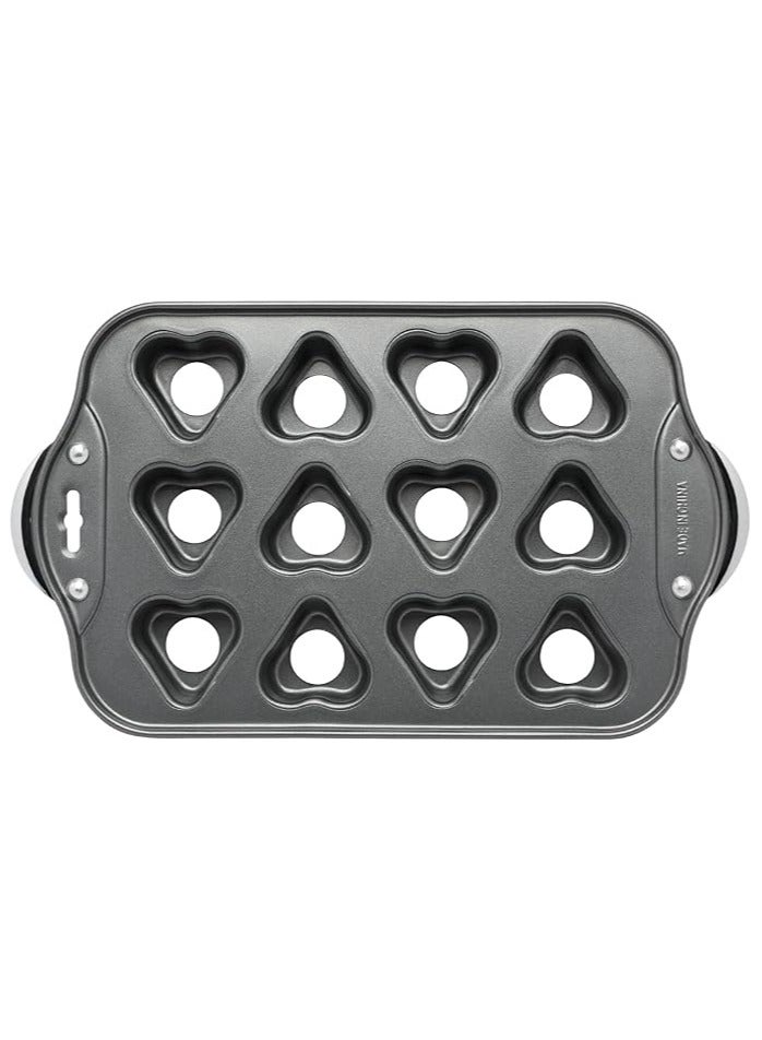 Cupcake Pan with 12 Cavities Heart Shaped Cupcake Pan with Removable Bottom Lids Made of High Carbon Steel | Muffin Pan | Cheesecake Mold with Loose Bottom - Image 1