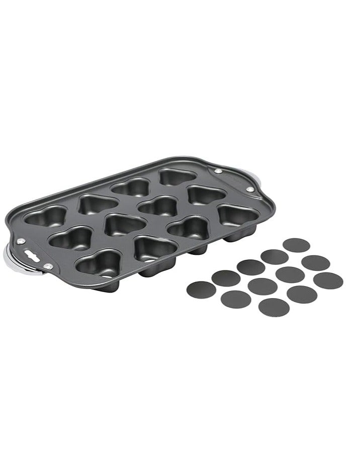 Cupcake Pan with 12 Cavities Heart Shaped Cupcake Pan with Removable Bottom Lids Made of High Carbon Steel | Muffin Pan | Cheesecake Mold with Loose Bottom - Image 2