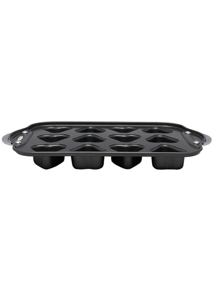 Cupcake Pan with 12 Cavities Heart Shaped Cupcake Pan with Removable Bottom Lids Made of High Carbon Steel | Muffin Pan | Cheesecake Mold with Loose Bottom - Image 3