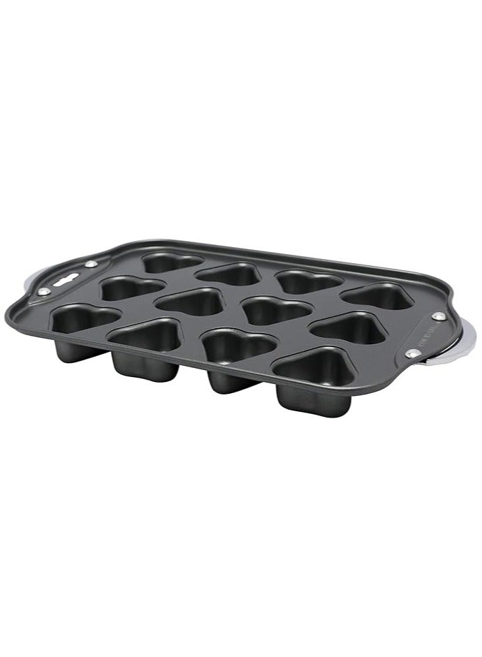 Cupcake Pan with 12 Cavities Heart Shaped Cupcake Pan with Removable Bottom Lids Made of High Carbon Steel | Muffin Pan | Cheesecake Mold with Loose Bottom - Image 4
