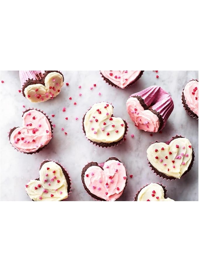 Cupcake Pan with 12 Cavities Heart Shaped Cupcake Pan with Removable Bottom Lids Made of High Carbon Steel | Muffin Pan | Cheesecake Mold with Loose Bottom - Image 5