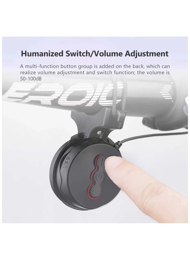 إسكدنيا Bicycle Waterproof  Electric Bell,Electric Bike Horn Bicycle Bell Adjustable 110-120DB, Scooter Horn with USB Rechargeable, Waterproof Bicycle Accessories for Adults Kids Mountain Bike Bells - Image 3