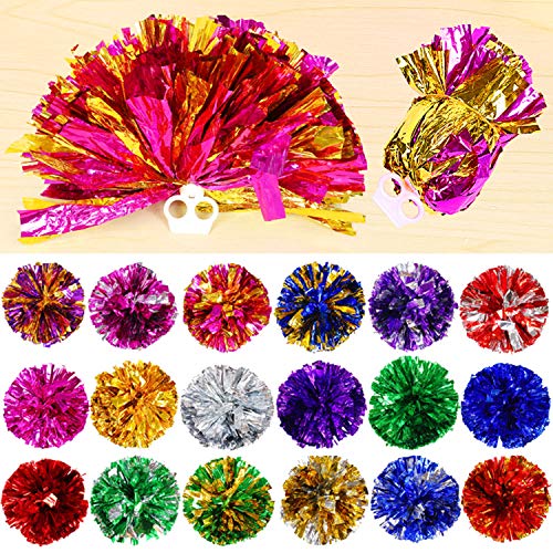 Hlonon 4 Pack Cheerleader Pom Poms Sports Dance Cheer Plastic Pom Poms Cheerleading for Sports Team Spirit Cheering(Blue White,50g) - Image 4