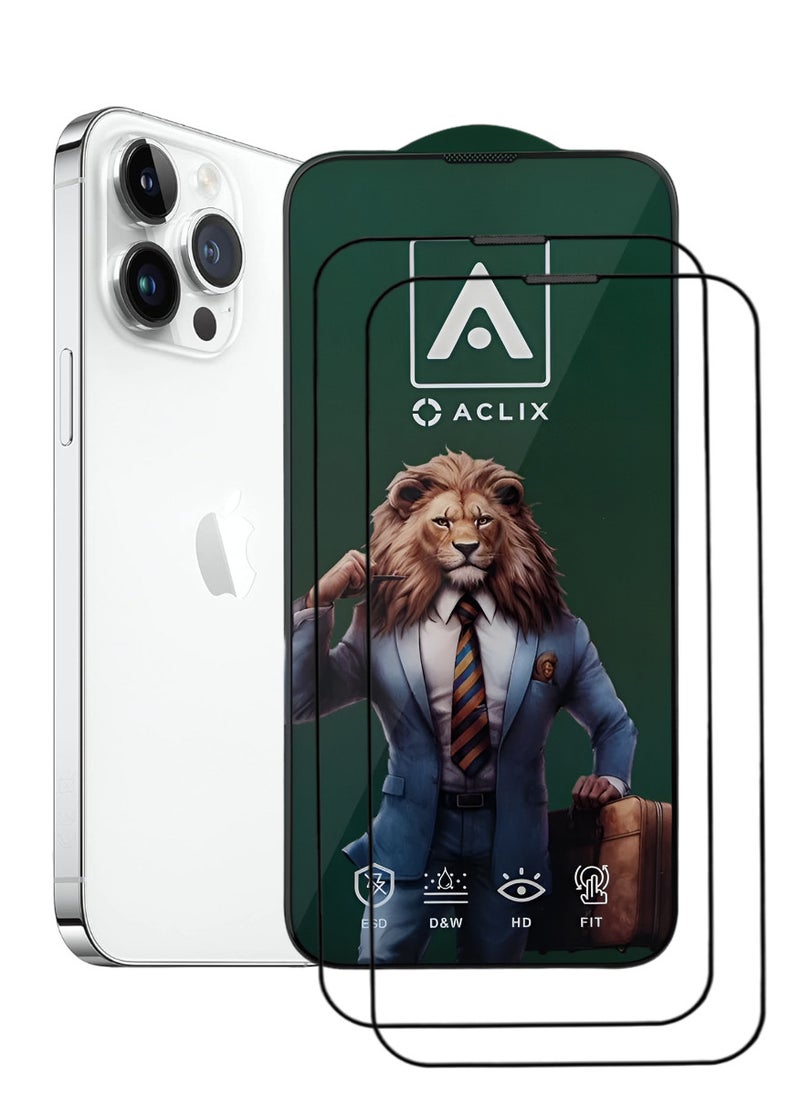 ACLIX 2 Pieces Antistatic ESD Dustproof Premium Quality High Definition Tempered Glass Screen Protector Designed For  iPhone 14 Pro - Image 1