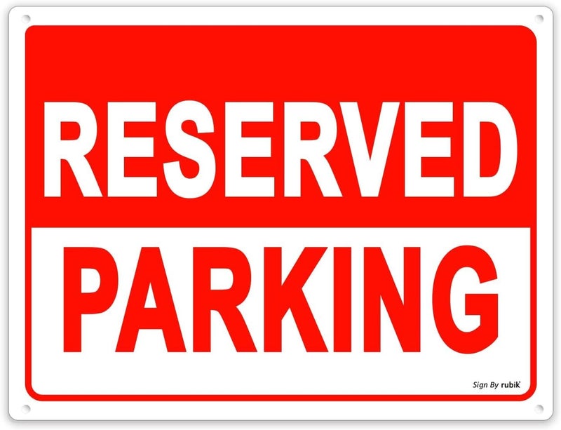 Rubik Acrylic Reserved Parking Sign 30x22.5cm, A4 Size Large Reflective UV Protected Weather Resistant Plastic Sign - White/Red (1) - Image 1