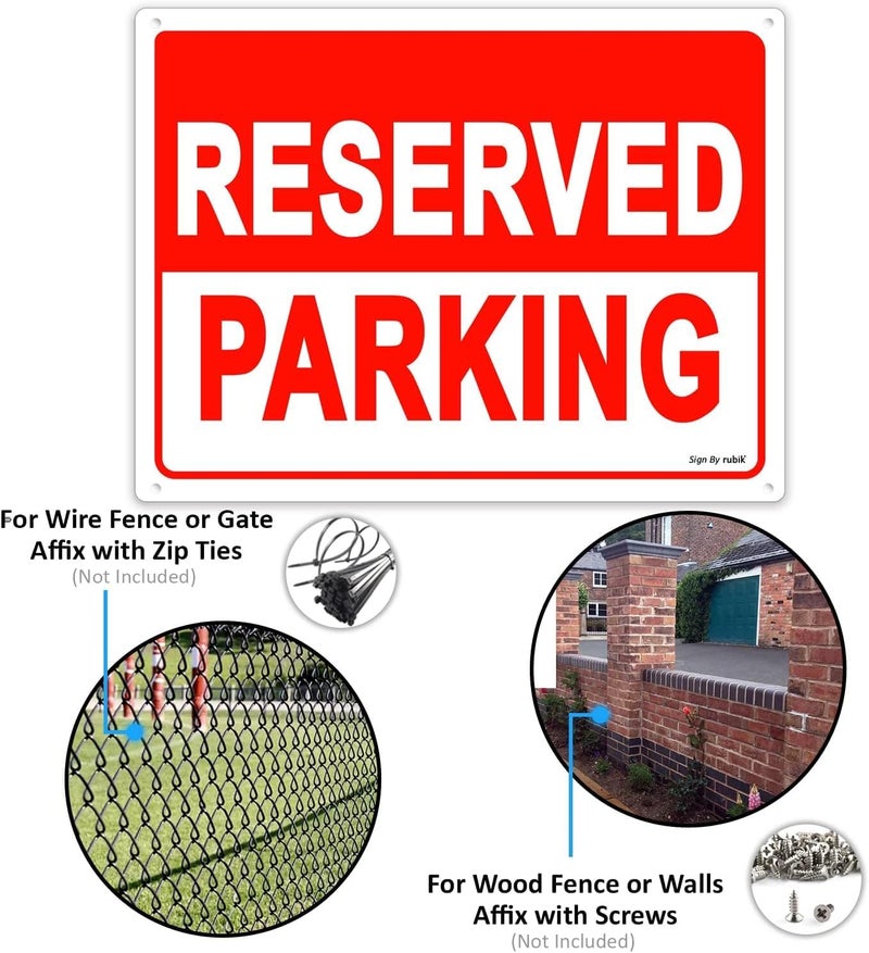 Rubik Acrylic Reserved Parking Sign 30x22.5cm, A4 Size Large Reflective UV Protected Weather Resistant Plastic Sign - White/Red (1) - Image 2