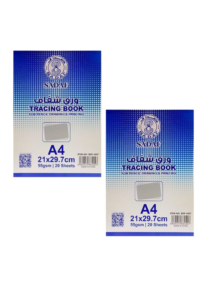 Sadaf Tracing Book For Pencil Drawing And Painting A4 55GSM 20Sheets (Pack of 2) - Image 1