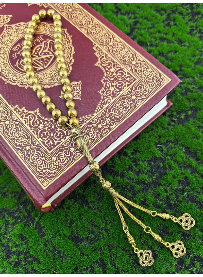 Fianser Tasbih 8mm Prayer Beads 33 Tasbeeh Zikr Gold Muslim Islamic Arabic Tassels Exquisite Luxury Handmade - Image 4