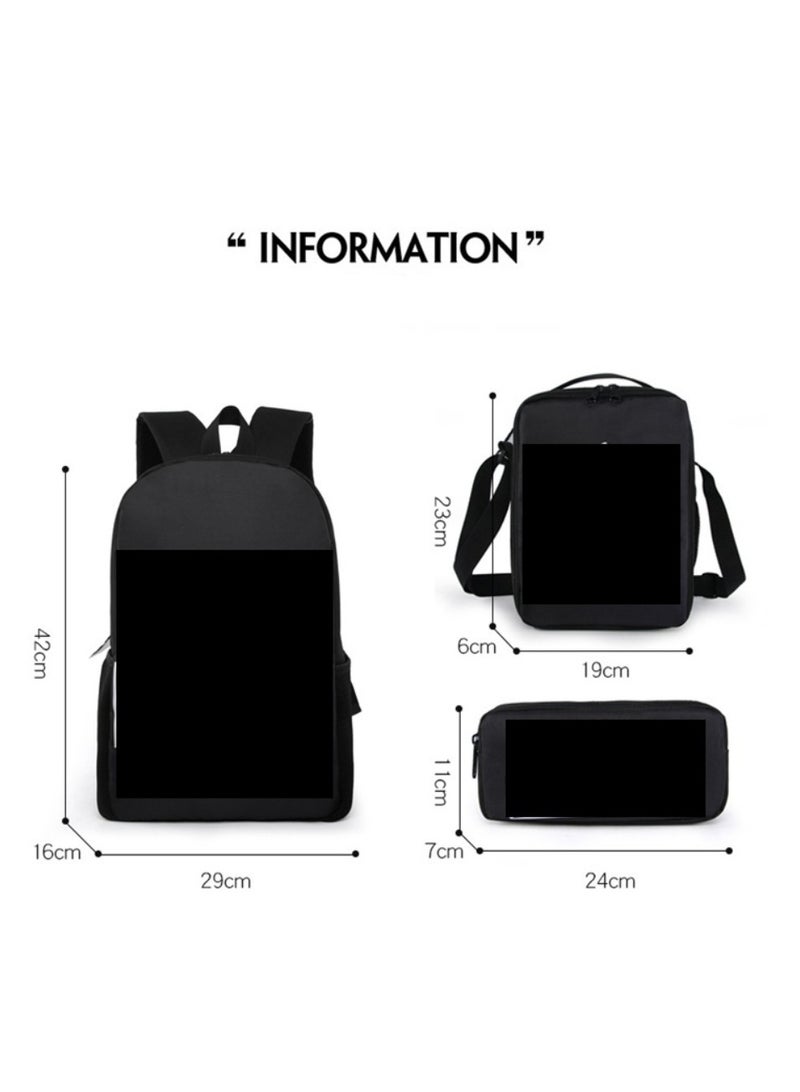Student large capacity backpack cartoon backpack shoulder bag shoulder bag pencil case three piece set - Image 2