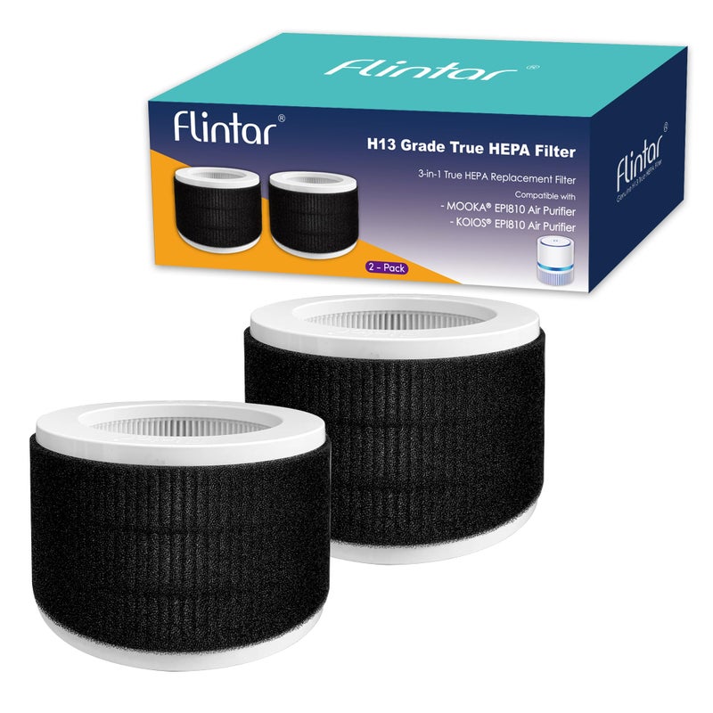 Flintar EPI810 Replacement Filter Compatible with KOIOS and MOOKA EPI810 Air Purifier 3Stage H13 Grade Filtration 2Pack