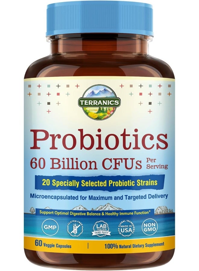 Terranics Terranics Probiotics with Prebiotics, 60 Billion CFU, 20 Strains  - Image 1