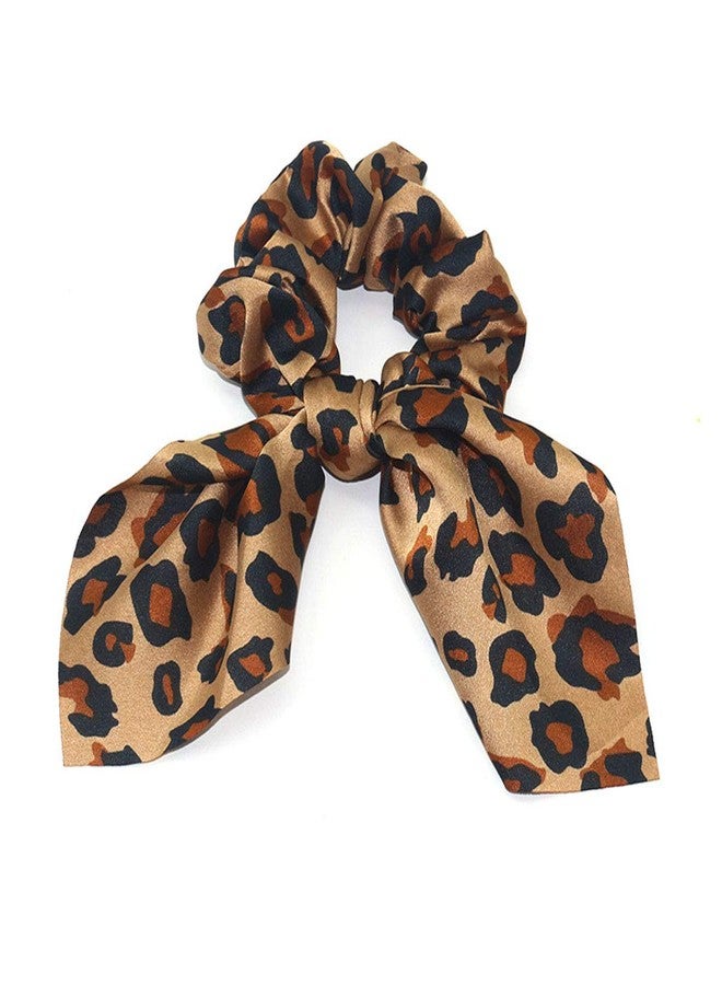 Teppylony 4 Pcs Leopard Rabbit Ear Silk Satin Scrunchie Bow Hair Ring Strong Elastic Ponytail Woman Exquisite Fashion Hair Accessory - Image 2