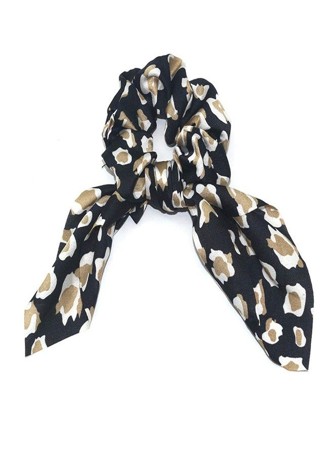 Teppylony 4 Pcs Leopard Rabbit Ear Silk Satin Scrunchie Bow Hair Ring Strong Elastic Ponytail Woman Exquisite Fashion Hair Accessory - Image 3
