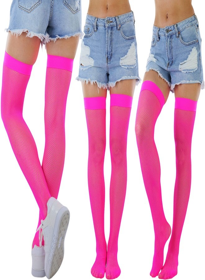 جوارب نسائية طويلة من قماش سباندكس شبكي من ToBeInStyle - لون وردي فاقع - Image 3
