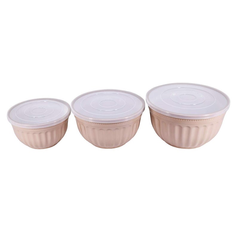 Grofly 3 Pcs Assorted Storage Salad Bowls Melamine with Clear Airtight Lids for Keep Fresh Small Mixing Serving Bowls Non Slip Microwave Safe Freezer Safe for Home KitchenMulti - Image 2