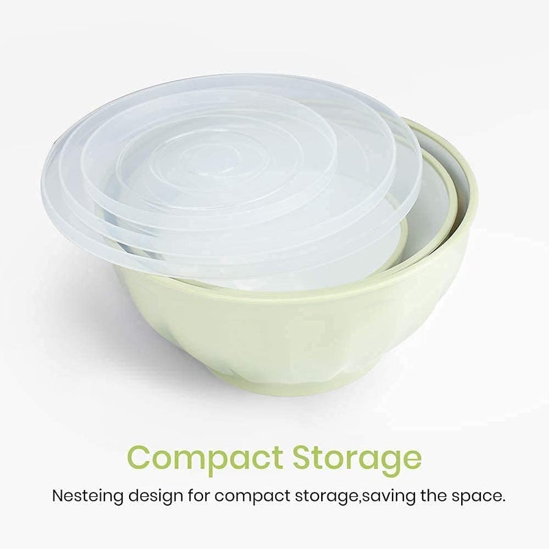 Grofly 3 Pcs Assorted Storage Salad Bowls Melamine with Clear Airtight Lids for Keep Fresh Small Mixing Serving Bowls Non Slip Microwave Safe Freezer Safe for Home KitchenMulti - Image 4