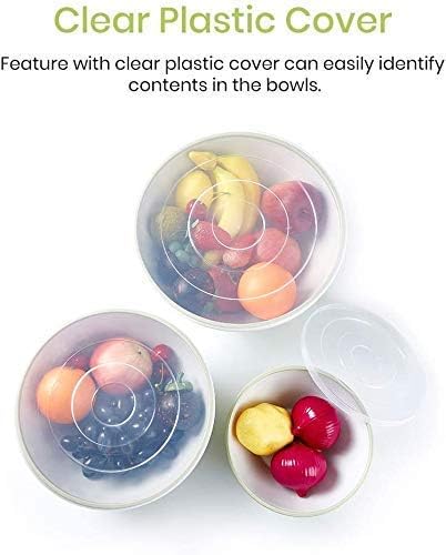 Grofly 3 Pcs Assorted Storage Salad Bowls Melamine with Clear Airtight Lids for Keep Fresh Small Mixing Serving Bowls Non Slip Microwave Safe Freezer Safe for Home KitchenMulti - Image 5