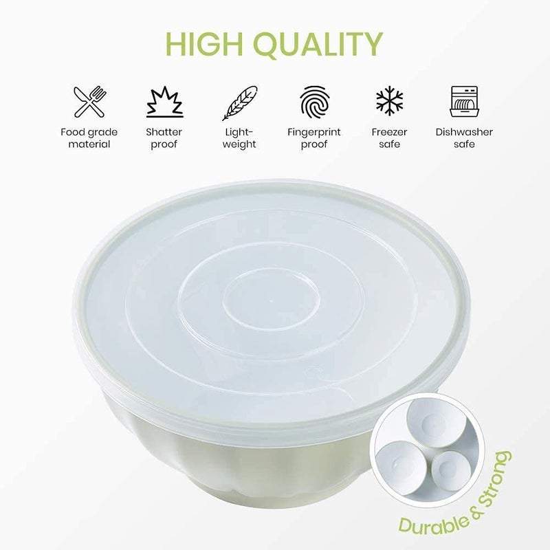 Grofly 3 Pcs Assorted Storage Salad Bowls Melamine with Clear Airtight Lids for Keep Fresh Small Mixing Serving Bowls Non Slip Microwave Safe Freezer Safe for Home KitchenMulti - Image 3