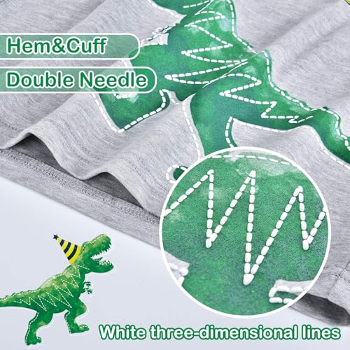 WAWSAM Dinosaur Birthday Boy T-Shirt Toddler B-Day Dino Party Shirts T Rex Top Tee Gift Cotton Graphic Short Sleeve Gray Printed T-Shirt Outfits for Boy Kids - Image 4