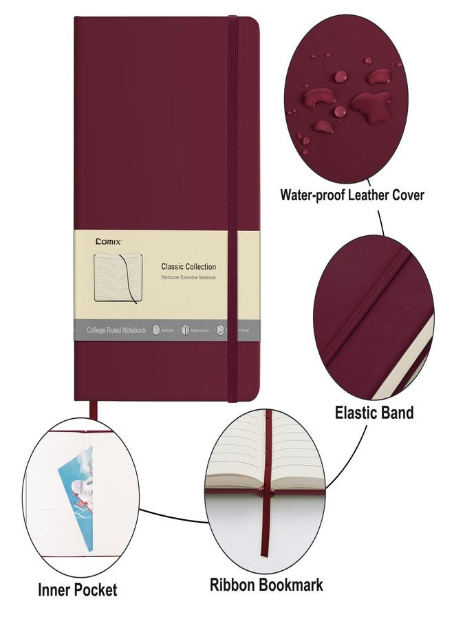 Comix Lined Journal Notebook for Women Men, Journaling Notebooks for Office School Home, Burgundy, 240 Pages, 5.5" x 8.3", College Ruled, A5, Hardcover - Image 3