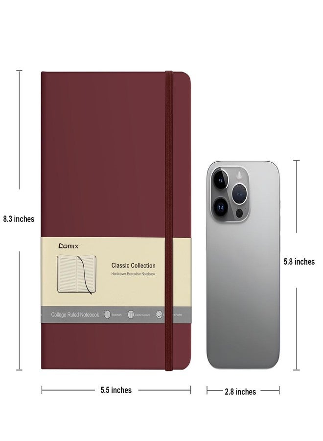 Comix Lined Journal Notebook for Women Men, Journaling Notebooks for Office School Home, Burgundy, 240 Pages, 5.5" x 8.3", College Ruled, A5, Hardcover - Image 2