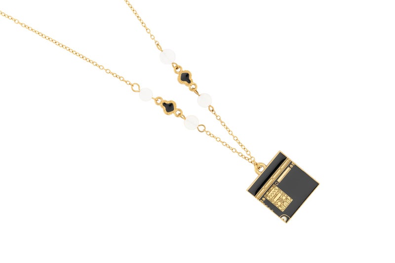 Oswa ASOWA Luxury Necklace for Women - Elegant 18K Gold Plated Kaaba Engraving Design with Luxury Gift Box, A Touch of Spirituality and Beauty - Image 2