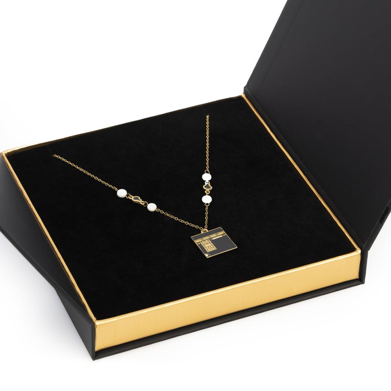 Oswa ASOWA Luxury Necklace for Women - Elegant 18K Gold Plated Kaaba Engraving Design with Luxury Gift Box, A Touch of Spirituality and Beauty - Image 3