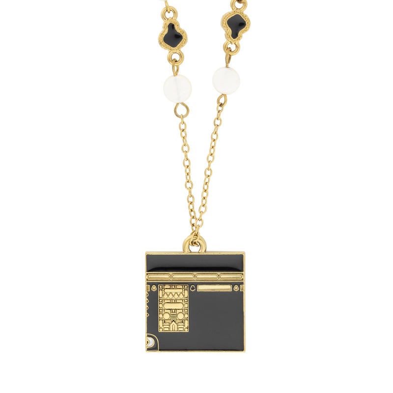 Oswa ASOWA Luxury Necklace for Women - Elegant 18K Gold Plated Kaaba Engraving Design with Luxury Gift Box, A Touch of Spirituality and Beauty - Image 1