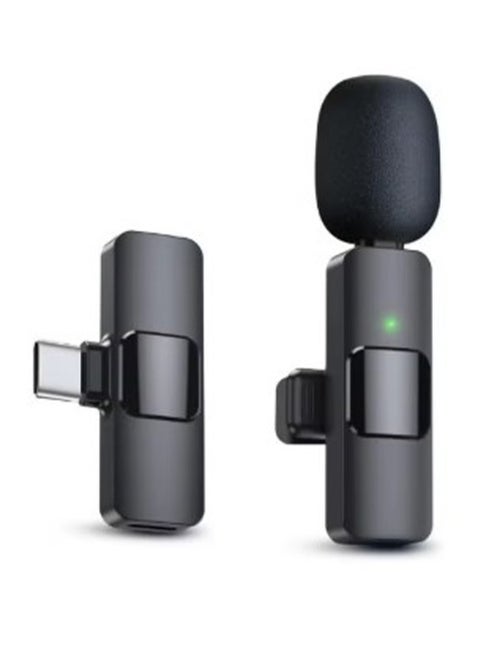 K8 wireless microphone, 2.4ghz 2 in 1 digital mini portable recording clip mic with receiver for all type-c lightning mobile phones camera laptop for vlogging youtube online class, zoom call