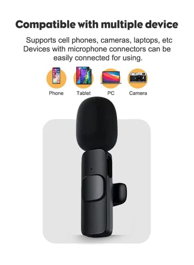 K8 wireless microphone, 2.4ghz 2 in 1 digital mini portable recording clip mic with receiver for all type-c lightning mobile phones camera laptop for vlogging youtube online class, zoom call