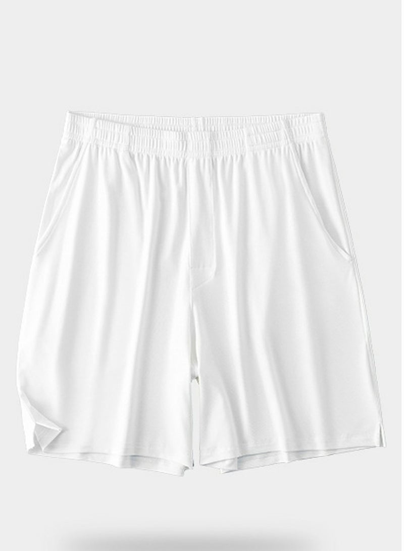 Loquat Men's Solid Color Boxer Shorts Underwear For Men Classic Relaxed Fit Shorts White 