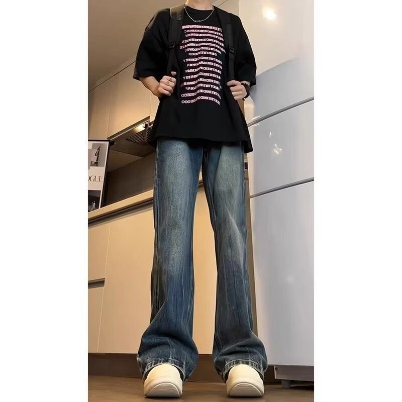 Dark Blue Jeans Boys Wear High-End Sense Pants Summer Thin American Style High Street Straight High Crotch Pants - Image 3