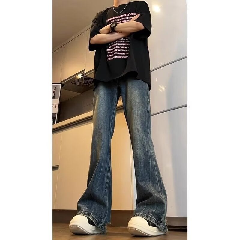 Dark Blue Jeans Boys Wear High-End Sense Pants Summer Thin American Style High Street Straight High Crotch Pants - Image 4