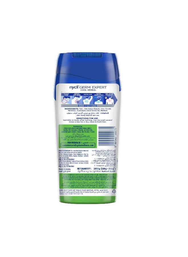 Nycil Germ Expert Cooling Talc - Cool Herbal 150 g (Get 25% Extra) - Image 2