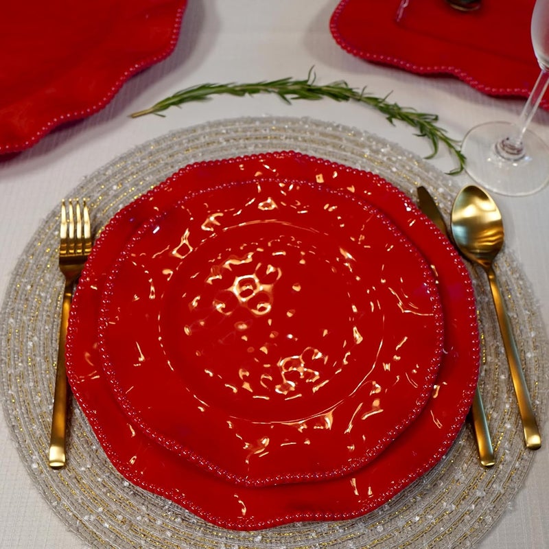 Certified International أطباق سلطة وحلويات ميلامين بيرليت الحمراء المعتمدة 9 بوصة مجموعة من 4 - Image 5