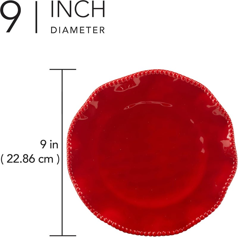 Certified International أطباق سلطة وحلويات ميلامين بيرليت الحمراء المعتمدة 9 بوصة مجموعة من 4 - Image 3